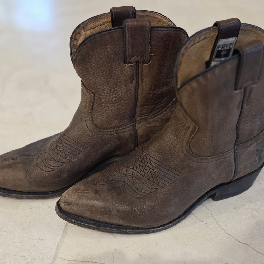 Frye Billy Short Brown Leather Western Boots- Women